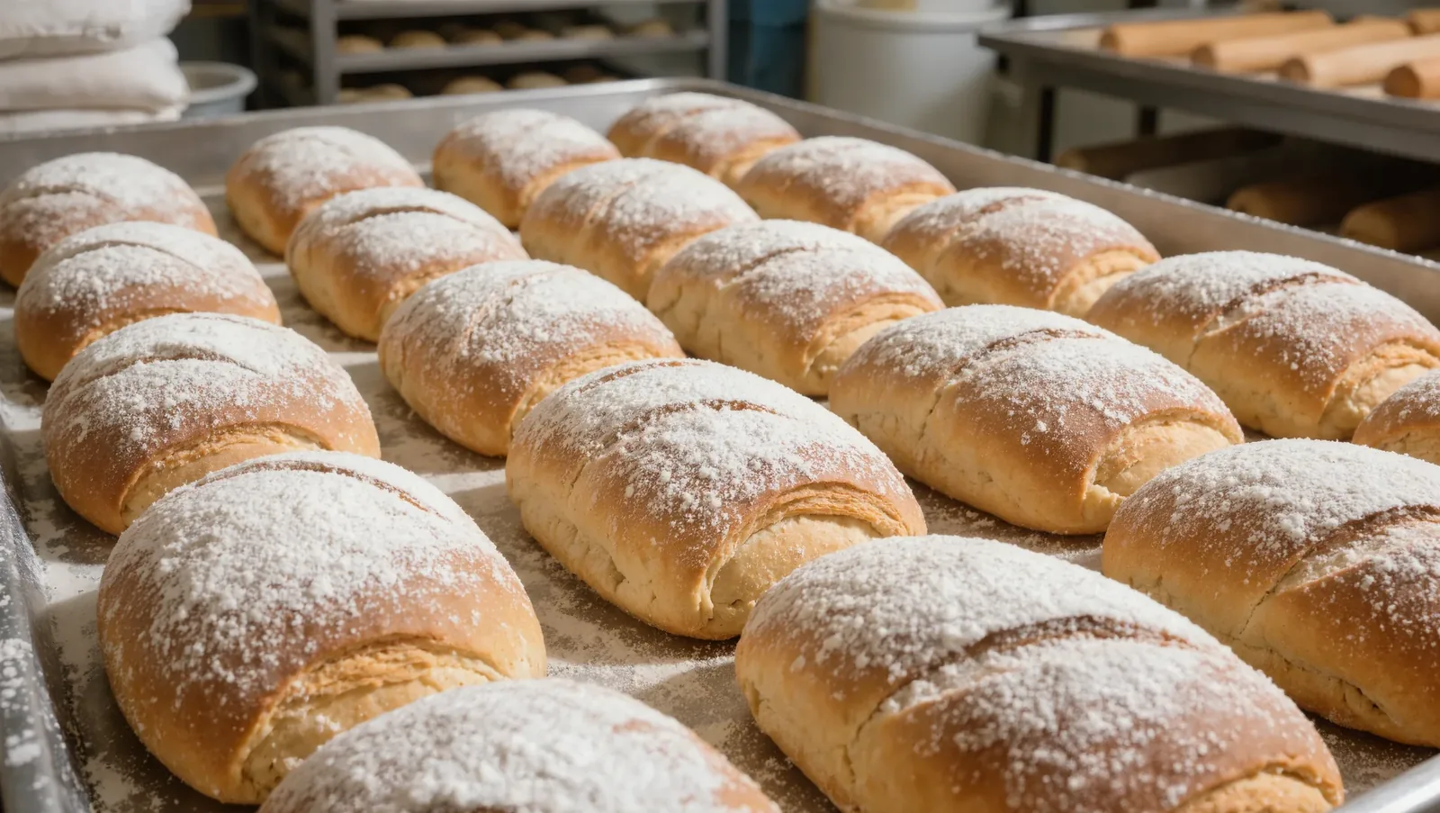 Symbolbild frische Brötchen auf einem Blech